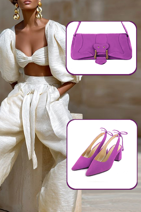 Dress small handbag in mauve purple leather - Worn view